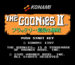 The Goonies II - Fratelli Saigo no Chousen Title Screen